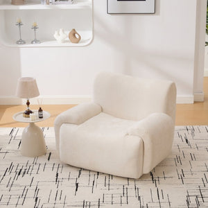 English Elm 43 Inch Oversized Chenille Accent Chair Deep Seat Foam Lounge for Living Room or Bedroom Beige W3118P466888