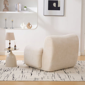 English Elm 43 Inch Oversized Chenille Accent Chair Deep Seat Foam Lounge for Living Room or Bedroom Beige W3118P466888