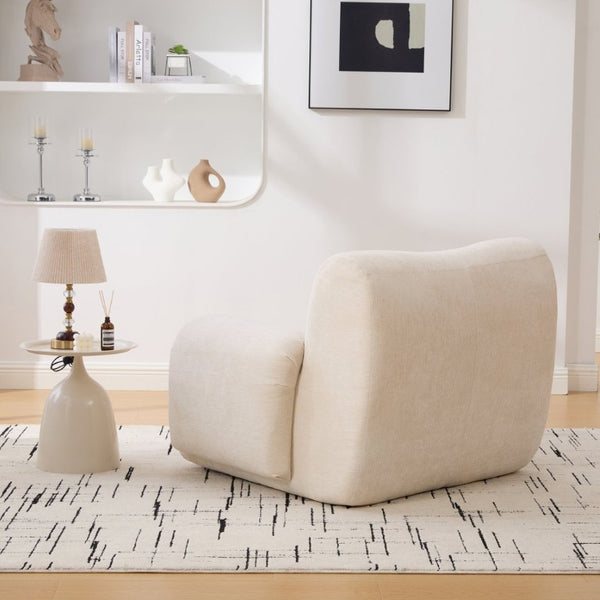 English Elm 43 Inch Oversized Chenille Accent Chair Deep Seat Foam Lounge for Living Room or Bedroom Beige W3118P466888