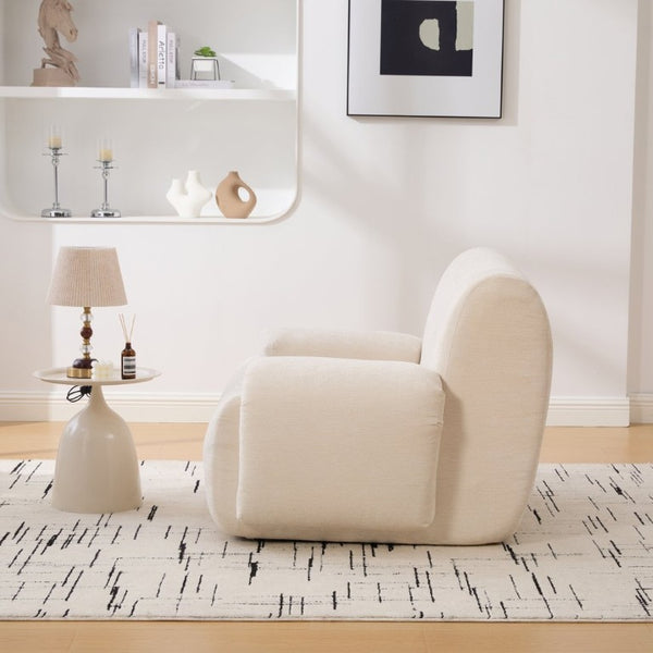 English Elm 43 Inch Oversized Chenille Accent Chair Deep Seat Foam Lounge for Living Room or Bedroom Beige W3118P466888