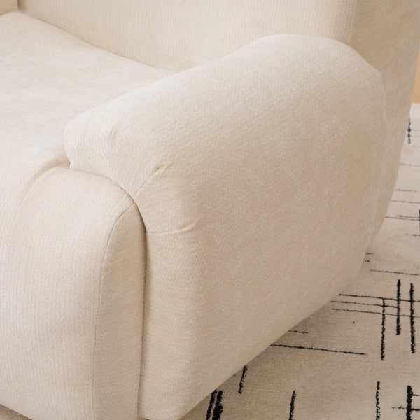 English Elm 43 Inch Oversized Chenille Accent Chair Deep Seat Foam Lounge for Living Room or Bedroom Beige W3118P466888