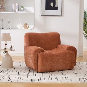English Elm 43 Inch Oversized Chenille Accent Chair Deep Seat Foam Lounge for Living Room or Bedroom Orange W3118P466889