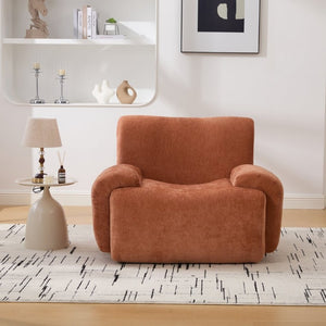 English Elm 43 Inch Oversized Chenille Accent Chair Deep Seat Foam Lounge for Living Room or Bedroom Orange W3118P466889