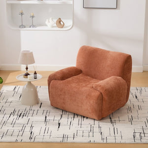 English Elm 43 Inch Oversized Chenille Accent Chair Deep Seat Foam Lounge for Living Room or Bedroom Orange W3118P466889