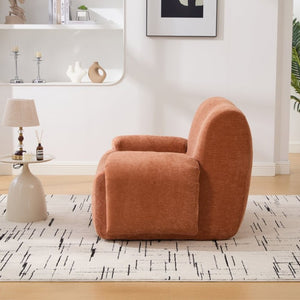 English Elm 43 Inch Oversized Chenille Accent Chair Deep Seat Foam Lounge for Living Room or Bedroom Orange W3118P466889