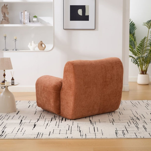 English Elm 43 Inch Oversized Chenille Accent Chair Deep Seat Foam Lounge for Living Room or Bedroom Orange W3118P466889