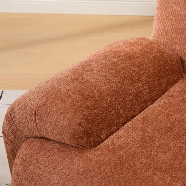 English Elm 43 Inch Oversized Chenille Accent Chair Deep Seat Foam Lounge for Living Room or Bedroom Orange W3118P466889