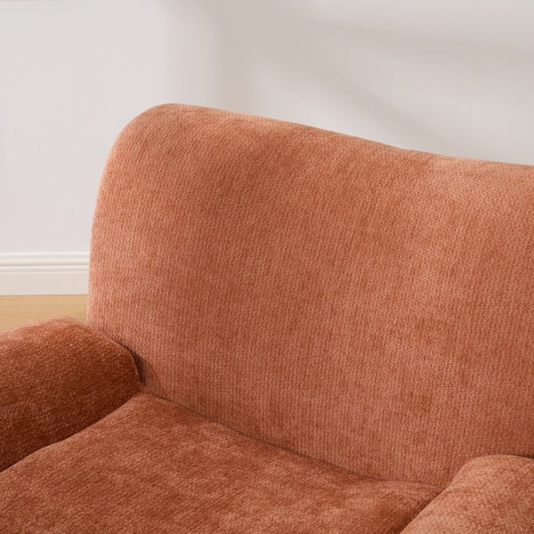 English Elm 43 Inch Oversized Chenille Accent Chair Deep Seat Foam Lounge for Living Room or Bedroom Orange W3118P466889