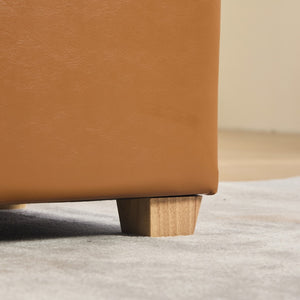 English Elm 60.2'' Tufted Pu Flip-top Storage Bench with Rubberwood Legs for Bedroom Entryway Brown W3118P468293