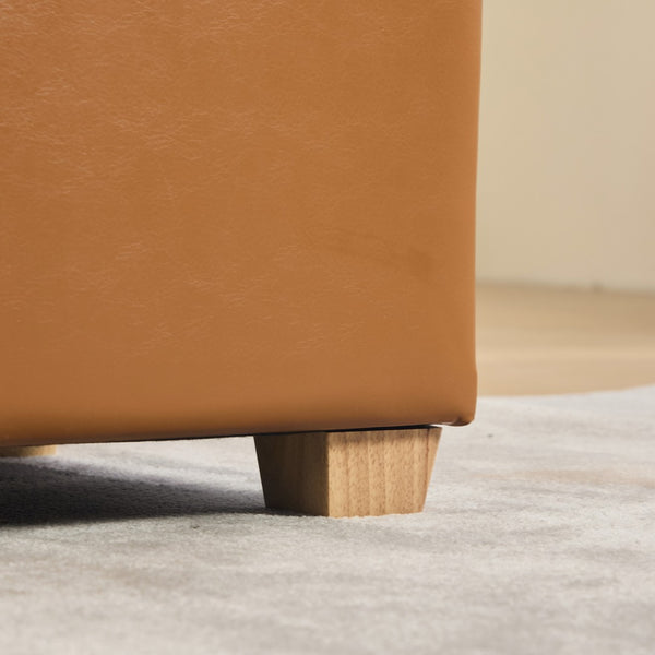 English Elm 60.2'' Tufted Pu Flip-top Storage Bench with Rubberwood Legs for Bedroom Entryway Brown W3118P468293