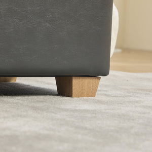 English Elm 60.2'' Tufted Pu Flip-top Storage Bench with Rubberwood Legs for Bedroom Entryway Gray W3118P479135