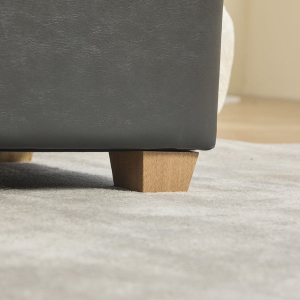 English Elm 60.2'' Tufted Pu Flip-top Storage Bench with Rubberwood Legs for Bedroom Entryway Gray W3118P479135
