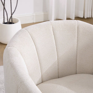 English Elm 31.1'' Chenille Swivel Barrel Chair Channel Tufted with Hidden Storage for Living Room Beige W3118P481249