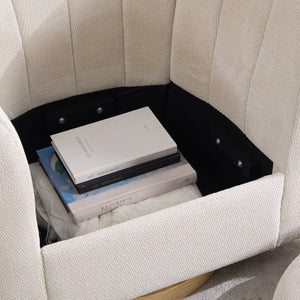 English Elm 31.1'' Chenille Swivel Barrel Chair Channel Tufted with Hidden Storage for Living Room Beige W3118P481249
