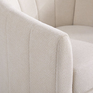 English Elm 31.1'' Chenille Swivel Barrel Chair Channel Tufted with Hidden Storage for Living Room Beige W3118P481249