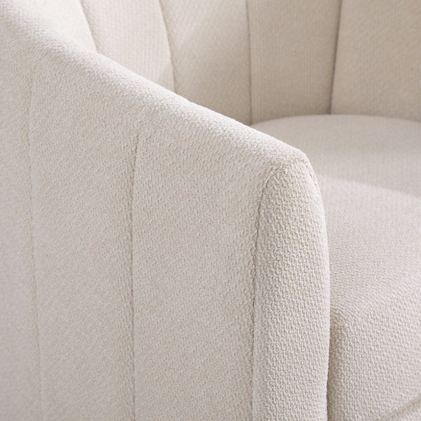 English Elm 31.1'' Chenille Swivel Barrel Chair Channel Tufted with Hidden Storage for Living Room Beige W3118P481249