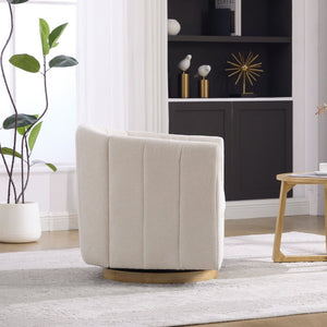 English Elm 31.1'' Chenille Swivel Barrel Chair Channel Tufted with Hidden Storage for Living Room Beige W3118P481249