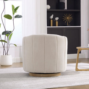 English Elm 31.1'' Chenille Swivel Barrel Chair Channel Tufted with Hidden Storage for Living Room Beige W3118P481249