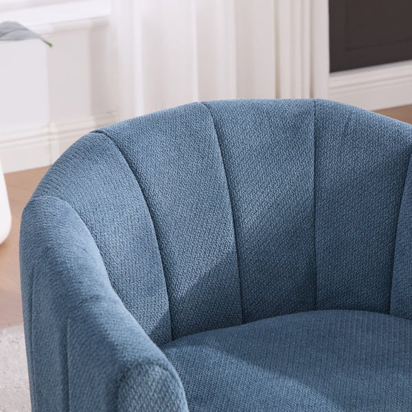 English Elm 31.1'' Chenille Swivel Barrel Chair Channel Tufted with Hidden Storage for Living Room Blue W3118P481250