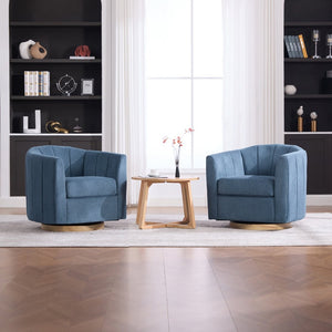 English Elm 31.1'' Chenille Swivel Barrel Chair Channel Tufted with Hidden Storage for Living Room Blue W3118P481250