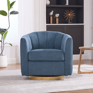 English Elm 31.1'' Chenille Swivel Barrel Chair Channel Tufted with Hidden Storage for Living Room Blue W3118P481250