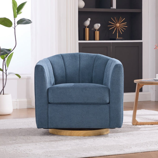 English Elm 31.1'' Chenille Swivel Barrel Chair Channel Tufted with Hidden Storage for Living Room Blue W3118P481250