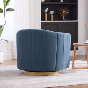 English Elm 31.1'' Chenille Swivel Barrel Chair Channel Tufted with Hidden Storage for Living Room Blue W3118P481250