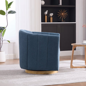 English Elm 31.1'' Chenille Swivel Barrel Chair Channel Tufted with Hidden Storage for Living Room Blue W3118P481250