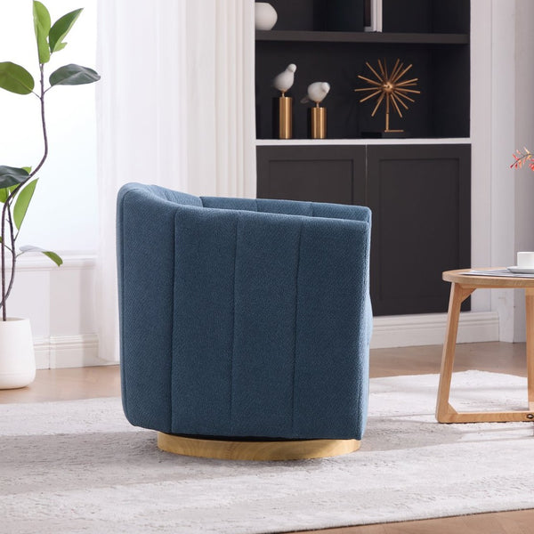 English Elm 31.1'' Chenille Swivel Barrel Chair Channel Tufted with Hidden Storage for Living Room Blue W3118P481250