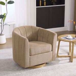 English Elm 31.1'' Chenille Swivel Barrel Chair Channel Tufted with Hidden Storage for Living Room Taupe W3118P481251