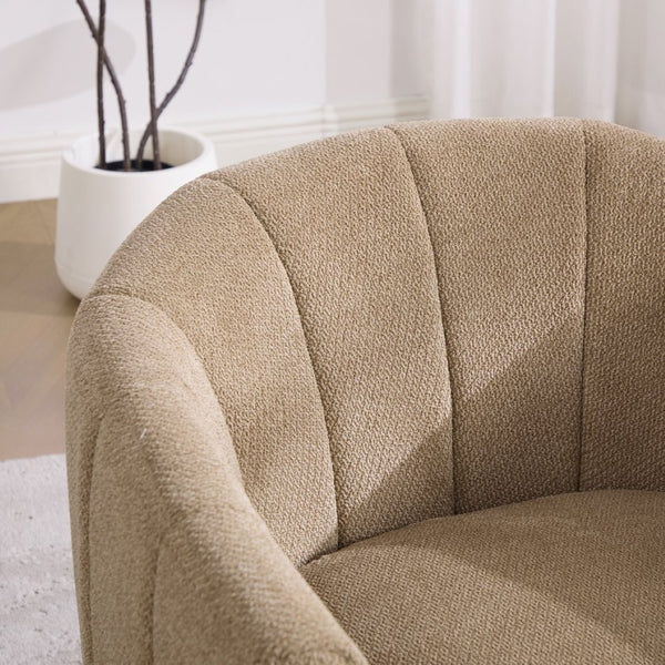 English Elm 31.1'' Chenille Swivel Barrel Chair Channel Tufted with Hidden Storage for Living Room Taupe W3118P481251