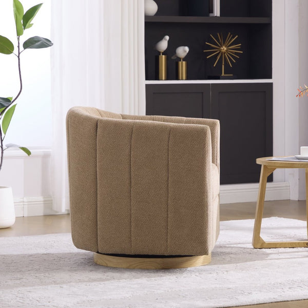 English Elm 31.1'' Chenille Swivel Barrel Chair Channel Tufted with Hidden Storage for Living Room Taupe W3118P481251