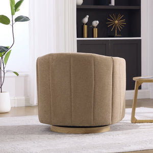 English Elm 31.1'' Chenille Swivel Barrel Chair Channel Tufted with Hidden Storage for Living Room Taupe W3118P481251