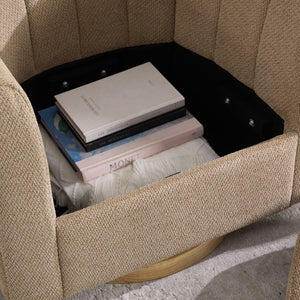 English Elm 31.1'' Chenille Swivel Barrel Chair Channel Tufted with Hidden Storage for Living Room Taupe W3118P481251