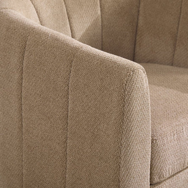 English Elm 31.1'' Chenille Swivel Barrel Chair Channel Tufted with Hidden Storage for Living Room Taupe W3118P481251