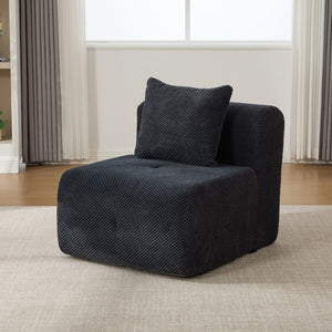 English Elm 30.5 Inch Cloud Lounge Chair with Ottoman Fuzzy Polyester Deep Seat for Bedroom Charcoal W3118P485273