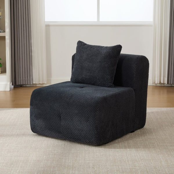English Elm 30.5 Inch Cloud Lounge Chair with Ottoman Fuzzy Polyester Deep Seat for Bedroom Charcoal W3118P485273