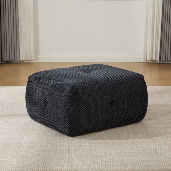 English Elm 30.5 Inch Cloud Lounge Chair with Ottoman Fuzzy Polyester Deep Seat for Bedroom Charcoal W3118P485273