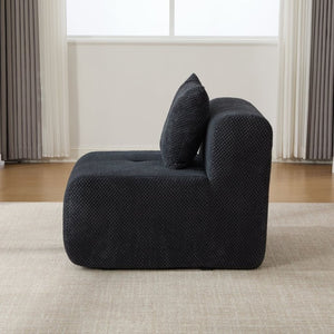 English Elm 30.5 Inch Cloud Lounge Chair with Ottoman Fuzzy Polyester Deep Seat for Bedroom Charcoal W3118P485273