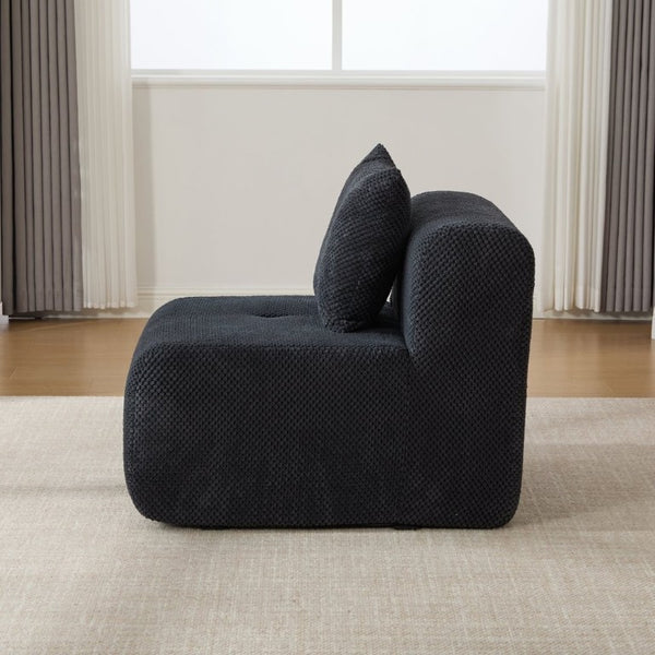 English Elm 30.5 Inch Cloud Lounge Chair with Ottoman Fuzzy Polyester Deep Seat for Bedroom Charcoal W3118P485273