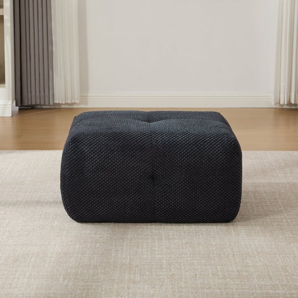 English Elm 30.5 Inch Cloud Lounge Chair with Ottoman Fuzzy Polyester Deep Seat for Bedroom Charcoal W3118P485273