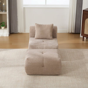 English Elm 30.5 Inch Cloud Lounge Chair with Ottoman Fuzzy Polyester Deep Seat for Bedroom Taupe W3118P485275