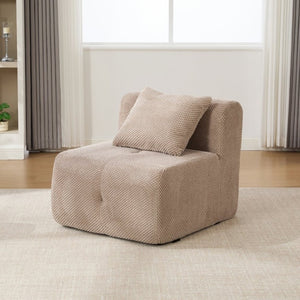 English Elm 30.5 Inch Cloud Lounge Chair with Ottoman Fuzzy Polyester Deep Seat for Bedroom Taupe W3118P485275