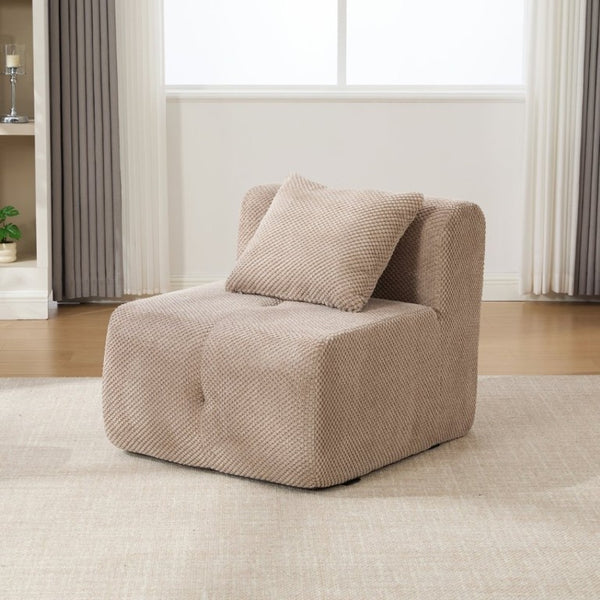 English Elm 30.5 Inch Cloud Lounge Chair with Ottoman Fuzzy Polyester Deep Seat for Bedroom Taupe W3118P485275