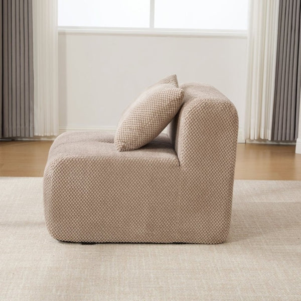 English Elm 30.5 Inch Cloud Lounge Chair with Ottoman Fuzzy Polyester Deep Seat for Bedroom Taupe W3118P485275