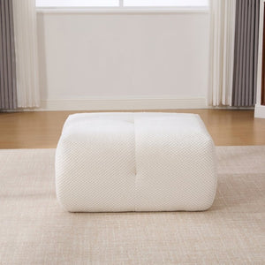English Elm 30.5 Inch Cloud Lounge Chair with Ottoman Fuzzy Polyester Deep Seat for Bedroom Ivory W3118P485276