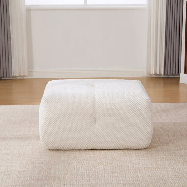 English Elm 30.5 Inch Cloud Lounge Chair with Ottoman Fuzzy Polyester Deep Seat for Bedroom Ivory W3118P485276