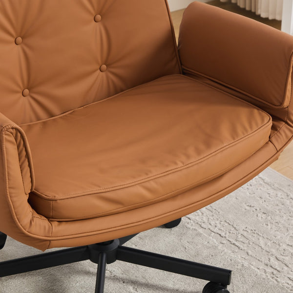 English Elm Criss Cross Pu Leather Swivel Chair Wide Seat Adjustable Arms Headrest Home Office W3118P486763