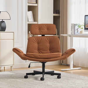 English Elm Criss Cross Pu Leather Swivel Chair Wide Seat Adjustable Arms Headrest Home Office W3118P486763