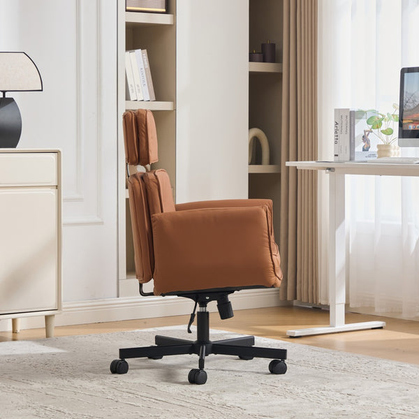 English Elm Criss Cross Pu Leather Swivel Chair Wide Seat Adjustable Arms Headrest Home Office W3118P486763